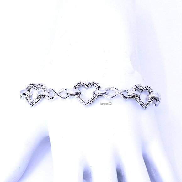 John Hardy JAI Infinite Love Heart Link Sterling Silver Bracelet, 19g XS - Picture 7 of 13